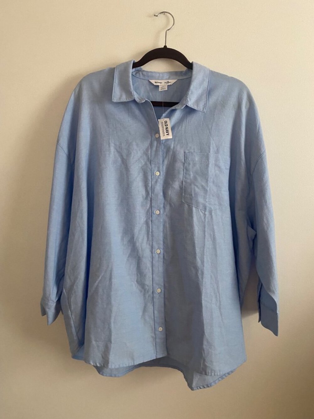 New! Old Navy Boyfriend Button-Up Cotton Shirt Oxford Blue Shirt Size XL Petite
